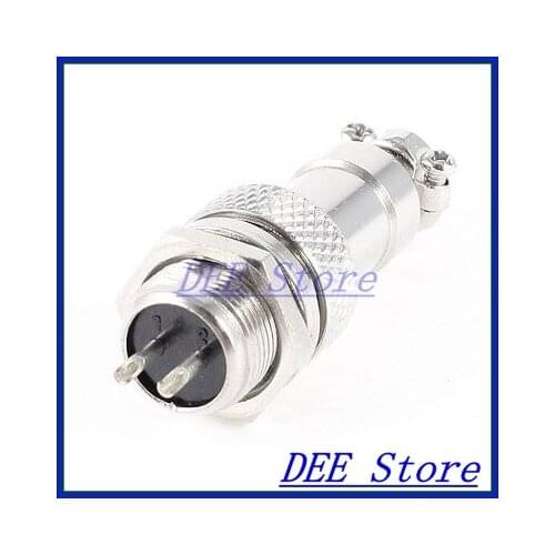 Metal GX12-2 2Pin Male 12mm Screw Type Cable Panel Connector Aviation Plug