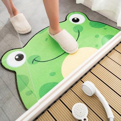 Soft Floor Cartoon Frog Mat Entrance Doormat Floor Mat Cute Cat Kitten Print Anti-Slip Area Rug Mats Bathroom Kitchen Rugs