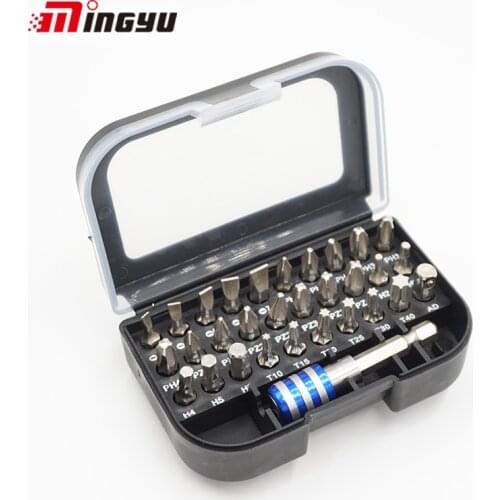 31 PCS Common Screwdriver Bit Set 1/4'' 25mm Slotted Torx Hex Phillips Screw Driver Bit With A Magnetic Extension Shank Adapter