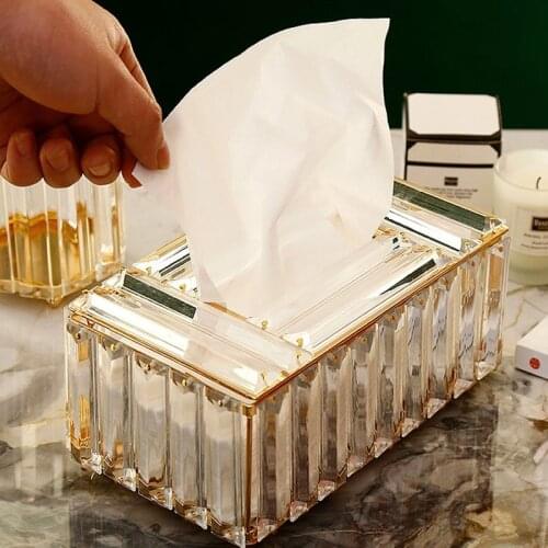 New European-style crystal tissue box simple household living room coffee table pumping box desktop napkin storage box cosmetics