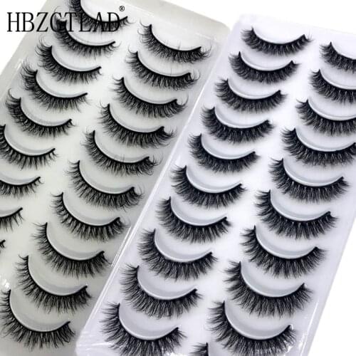 New Full 10 Pairs one box 3D Mink Hair False Eyelashes Natural Thick Long Eye Lashes Wispy Makeup Beauty Extension Tools