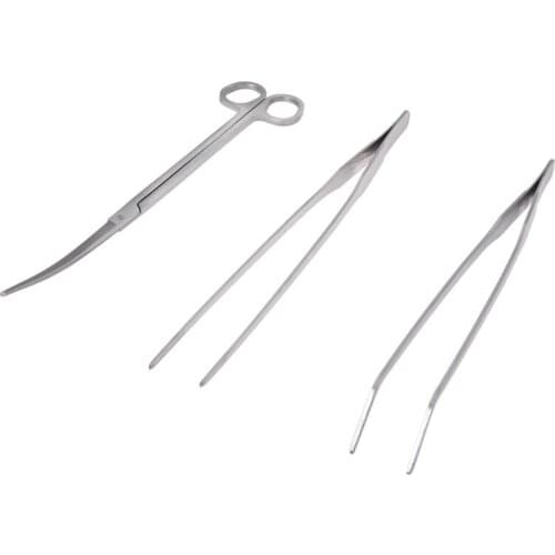 3 in 1 Stainless Steel Aquarium Tank Aquatic Plant Tweezers Scissors Tools