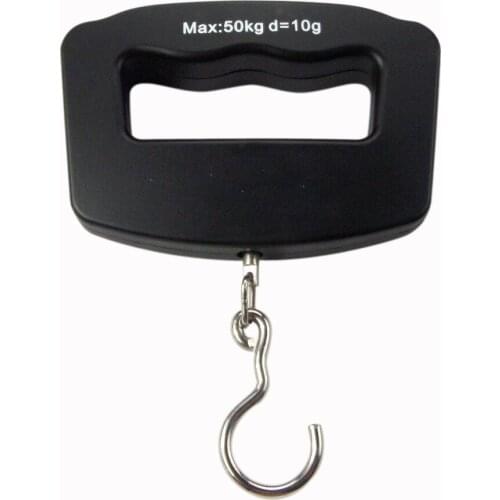 Portable Mini Digital Hand Held 50Kg*10g Fish Hook Hanging Scale Electronic Weighting Luggage Scale Blue Backlit LED Display