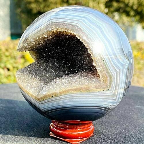 Natural Agate Cave Crystal Ball Quartz crystal energy ball Reiki healing