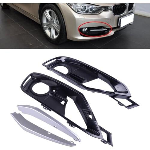 2 Open Grid Front Bumper Fog Light Grille 2 Chrom Trim 51117300739 51117300740 Fit for BMW 3 Series F30/F31 2012-2015