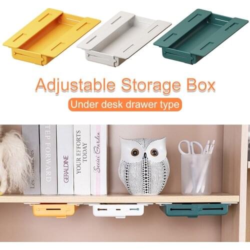 Self Adhesive Under Desk Table Drawer Slide-out Desktop Tray Pencil Organizer Hidden Storage Box