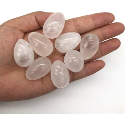 Cute 1pc Natural White Quartz Crystal Egg Shaped Stones Polished Clear Quartz Eggs Energy Stone Natural Quartz Crystals