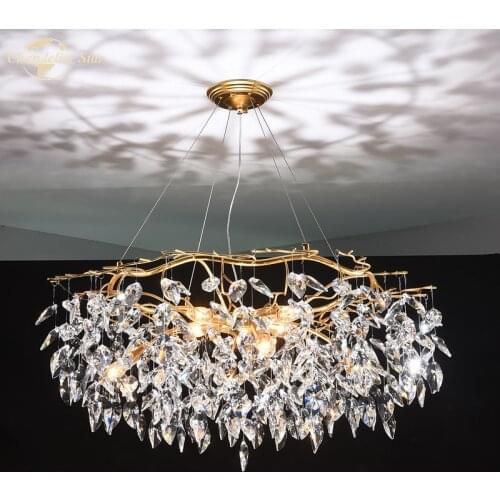 Nordic LED Chandeliers Lighting Crystal Modern Tassel Tree Branch Creative Indoor Lamp for Bedroom Living Room Dining Room