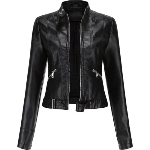 Loose Fit Big Size Asymmetrical Pu Leather Jacket New Lapel Long Sleeve Women Coat Fashion Spring Autumn 2021
