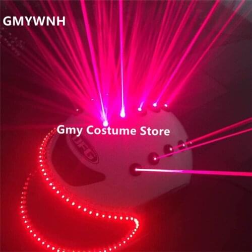 T90 Red laser beams dj helmets red laser man projector led light costumes ballroom dance performance stage wears party show bar