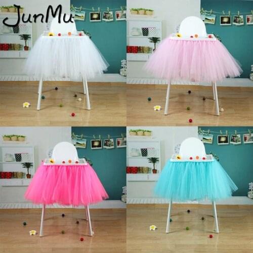 Tutu Tulle Table Skirts Baby Shower Decorations 39" x 13" Chair Sashes For Wedding Event Decoration Festive Party Supplies
