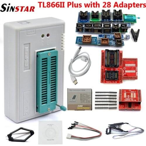 V10.41 Tl866Ii Plus Universal Minipro Programmer+28 Adapters+Test Clip Tl866 Pic Bios High Speed Programmer