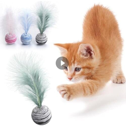 Funny Cat Toy Star Ball Plus Feather Star Texture Ball Feather Toy For Dog Cat Tools EVA Material Light Foam Ball Throwing Toy