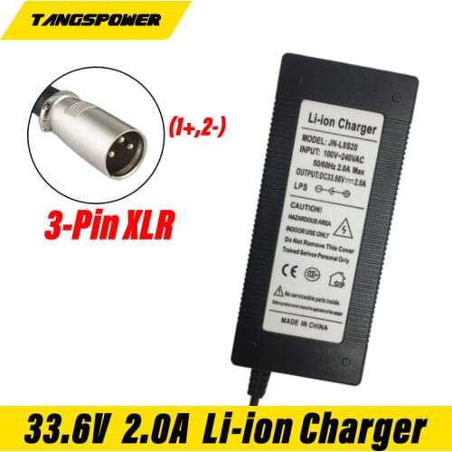 33.6V 2A Smart Battery Charger Battery Charger for 8 28.8V Lithium 29.6V Li-ion e Bike Battery XLRM Connector