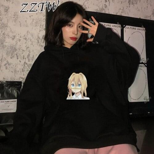 Women Hoodie Anime Violet Evergarden Sweatshirt Kpop Clothes Harajuku Casual Print Loose Hoodies Oversize Streetwear Long Sleeve