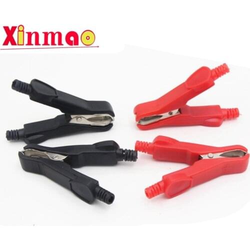 2pcs 30A Insulated Crocodile Clips 90mm Low Voltage Wire Lead Test Alligator Clamps Red/Black