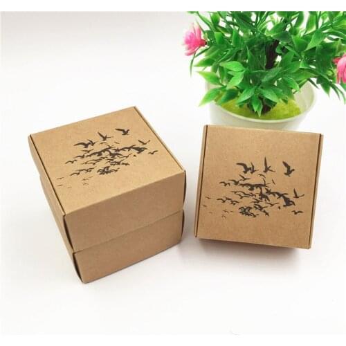 50Pcs/Lot Romantic Handmade With Love Candy Box For Wedding Decoration Vintage Kraft Wedding Favors And Gifts Box