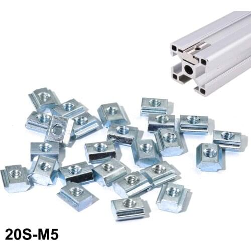 50-Pack CNC 3D Printer Parts 2020 Series M5 Carbon Steel T Type Nuts Fastener Aluminum Connector For 2020 Industrial Profile