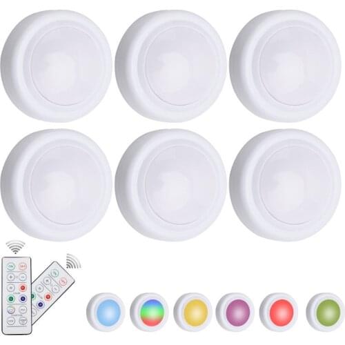 16 Colors 6pcs Cabinet Lights + 2 Remote Controllers Auto-dimming Atmosphere Closet Bedside RGB Night Light Press Lamp For Stair