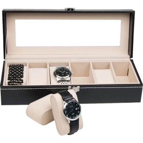 6 Slots Antique Black Watch Travel Case PU Leather Box Collector Organizer Jewelry Storage Regarder Visual