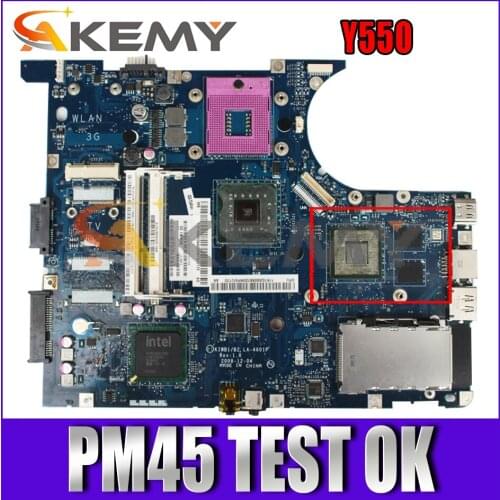 Akemy LA-4602P LA-4601P Motherboard For Lenovo Y550 Laptop Motherboard PGA478 PM45 100% Test Work Gift CPU