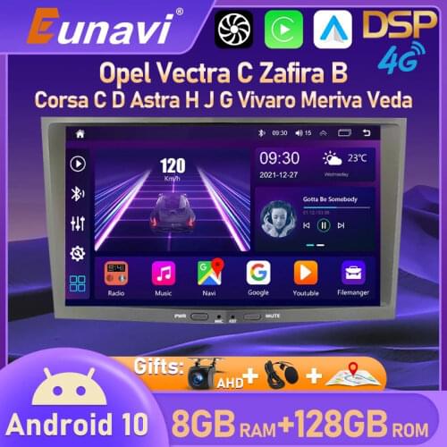 Eunavi Android 10 Car Radio GPS For Opel Vauxhall Astra H G J Vectra Antara Zafira Corsa Vivaro Meriva Veda 7 inch 2 Din DVD