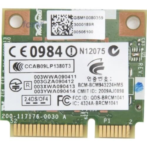 SSEA NEW BroadCom BCM943224HMS BCM43224 half MINI PCI-E Card Wlan WIFI Wireless Card for HP 8460p 5310m 582564-001 518434-001