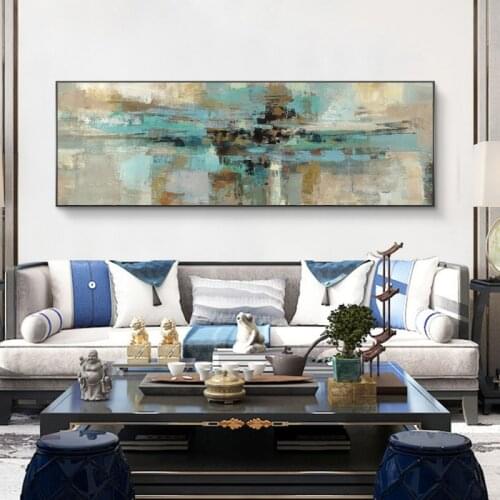 Large Size Modern Turquoise Color Abstract Canvas Painting On the Wall Art Posters And Prints Graffiti Art Pictures For Bed Room