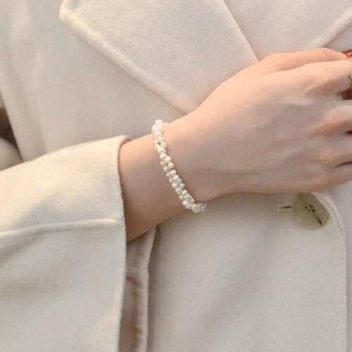 Liemjee Irregular Pearl S925 Silver Double Layer Bracelet Fashion Luxury Jewelry For Women Feature Namour Charm Gift All Seasons