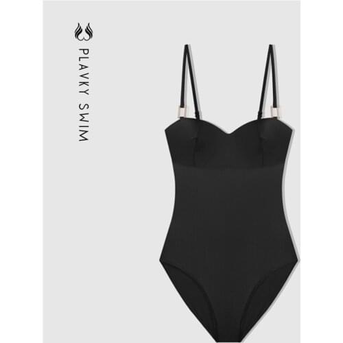 Black Push Up One Piece Swimsuit With Hoop Ring Women Sexy Swimwear Swim Beach Wear Bathing Suit 2021 Monokini Bodysuit Trikini