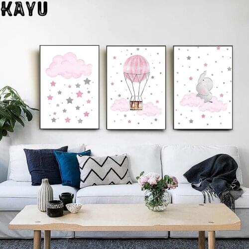 Hd Children poster cloud balloon baby nursery art wall printing canvas painting decoration picture boy bedroom Home Decor