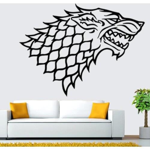 House of Stark Family Emblem Wall Sticker Direwolf Bedroom Living Room Wall Decal Home Decor Murals Wall Art Vinyl Poster A451