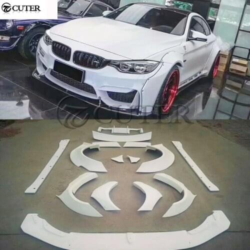 F82 M4 LB style Wide car body kit FRP front lip rear diffuser side skirts Wheel eyebrows for BMW F82 M4 LB style 15-17