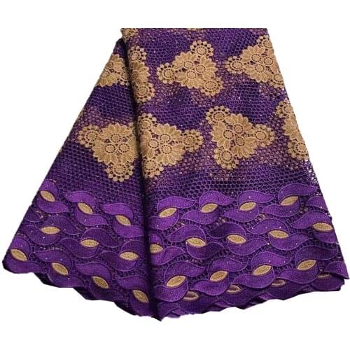 PURPLE Latest Nigerian laces Fabric 2021 African Cord milk silk Laces Fabric With stones Lace For Party Dress YLA104