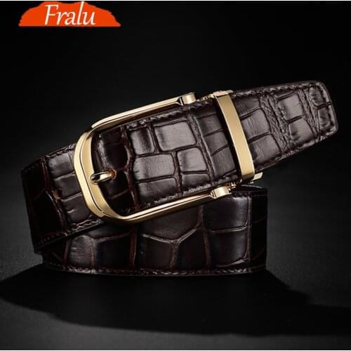 FRALU 2020 High quality mens genuine leather belt designer belts men luxury male belts for men fashion vintage pin buckle for
