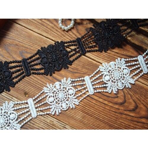 4cm wide-15yards/lot Diy Craft Off White Black Water soluble Embroidered Lace Trim Venise Lace Trim Lace Ribbon Lovely