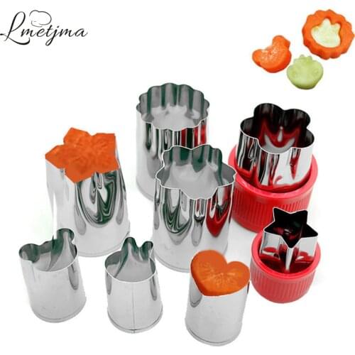 LMETJMA Vegetable Cutter Shapes DIY Cookie Cutters Vegetable Fruit Presses Mold Decorative Flower For Kids Food Making CU0005