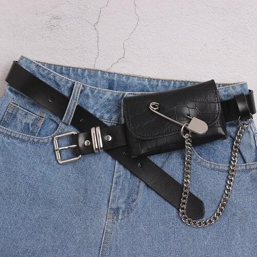 Fashion Women Fanny Pack Mini Waist Bag Irregular Square Metal Pin Chain Ladies Portable Wallet Female