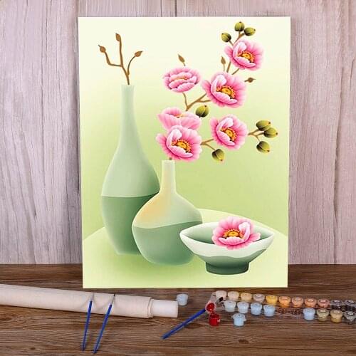 Cartoon Flowers Rose Sunflower DIY Paint By Numbers Set Acrylic Paints 40*50 Paiting By Numbers Loft Wall Wholesale