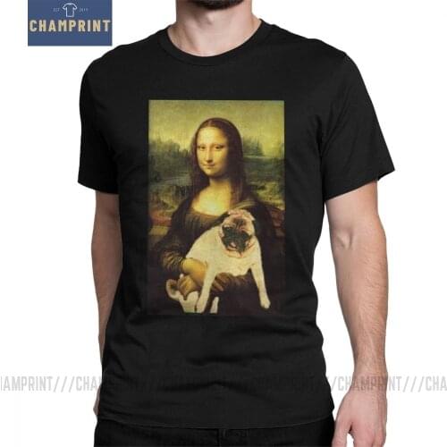 Man T Shirts Mona Lisa T-Shirts Pug Dark Lord Tee Shirt Vintage Joconde Short Sleeves Round Neck clothing Cotton Normal