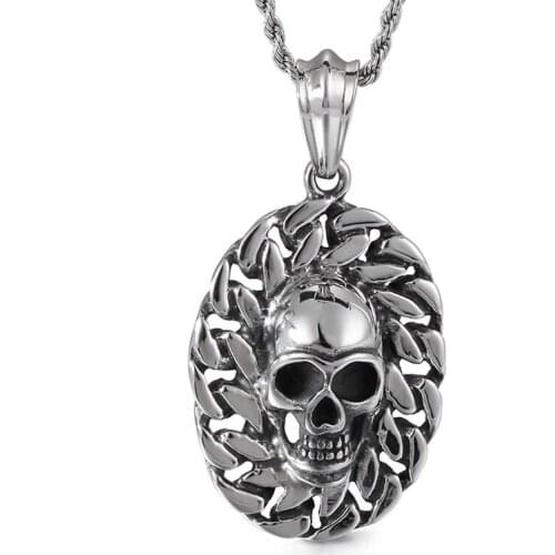 Punk jewelry titanium steel mens skull pendant