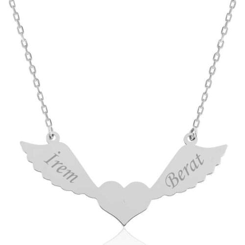 Real Silver 925 Jewelry Silver Winged Heart Is Lady Necklace