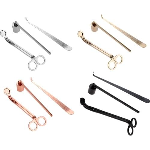 Stainless Wick Snuffer Hook Clipper Candle Trimmer Oil Lamp Trim Scissor Cutter Tools Set