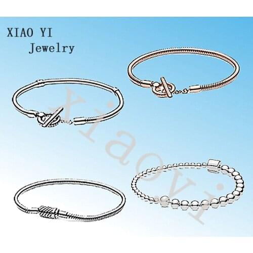 XIAOYI 2020 NEW s925 Autumn rose color O circle T snake bracelet special beaded amulet diy charm fashion wedding jewelry female