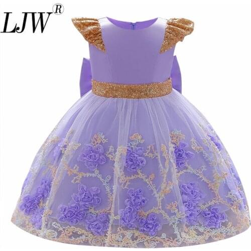 2021 new baby clothes baby embroidery sequins small flying sleeve princess dress girl flower girl dress dress 0-5 years old