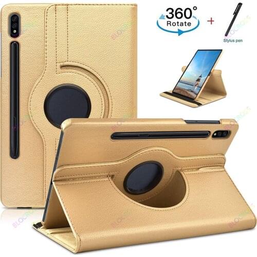 New For Samsung Tab S7 Plus 12.4" Tablet Case Smart Leather Case For Samsung Tab S7 11" 360 Rotating PU Leather Stand Case Cove