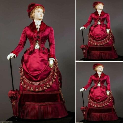 New!Customer-made Red Vintage Costumes Victorian Dresses Scarlett Civil War dress Cosplay Lolita dresses US4-36 C-1078