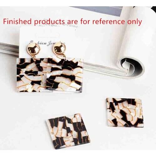 New style 30pcs/lot color pattern printing geometry square shape acrylic beads charms diy jewelry earring pendant accessory