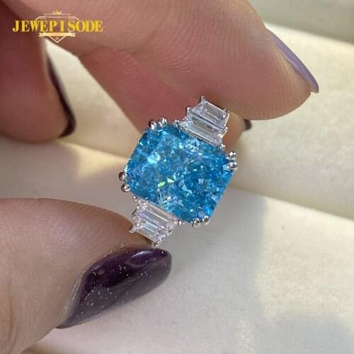 Jewepisode 100% 925 Sterling Silver Created Moissanite Diamond Gemstone Engagement Ring Wedding Bands Fine Jewelry Wholesale