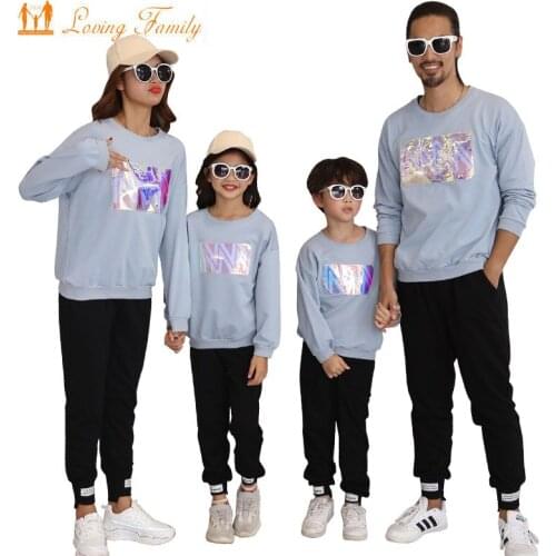 Spring Autumn Family Matching Outfits Men Women Children Cotton T-shirt Pants Set Father Son Mother Daughter Family Clothing